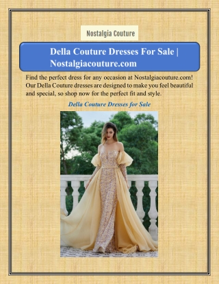 Della Couture Dresses For Sale | Nostalgiacouture.com