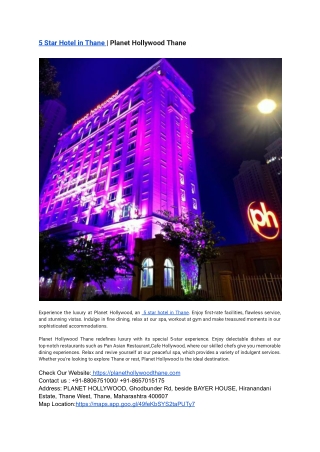 5 Star Hotel in Thane _ Planet Hollywood Thane
