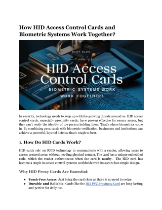 How HID Access Control Cards and Biometric Systems Work Together?
