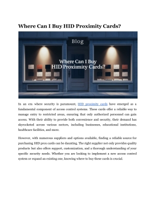 Where Can I Buy HID Proximity Cards?