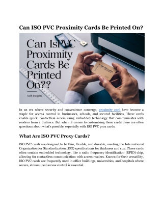 Can ISO PVC Proximity Cards Be Printed On_