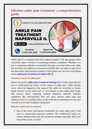 ankle pain treatment in Naperville il