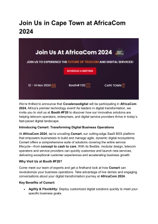 Join Us in Cape Town at AfricaCom 2024
