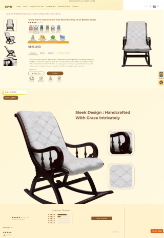 t chairTouffy Fabric Upholstered Teak Wood Rocking Chair