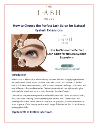 How to Choose the Perfect Lash Salon for Natural Eyelash Extensions