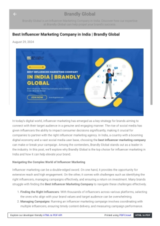 Best Influencer Marketing Company in India  Brandly Global