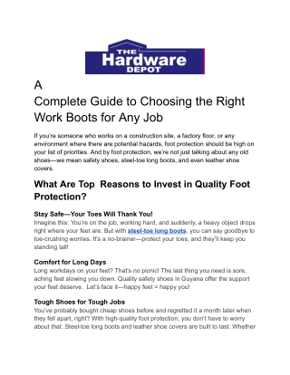 A Complete Guide to Choosing the Right Work Boots for Any Job _ The Hardware Depot