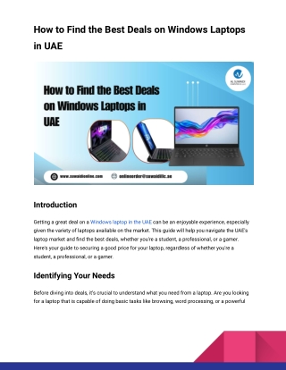 How to Find the Best Deals on Windows Laptops in UAE