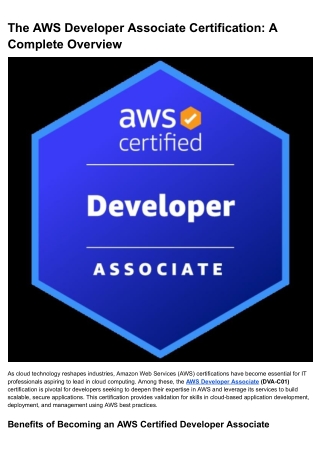 The AWS Developer Associate Certification_ A Complete Overview