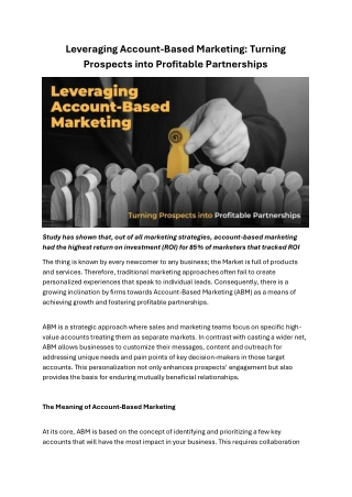 Leveraging Account-Based Marketing Turning Prospects into Profitable Partnerships