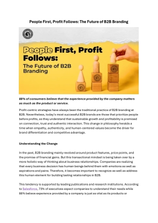 People First, Profit Follows The Future of B2B Branding