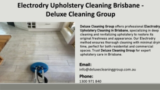 Electrodry Upholstery Cleaning Brisbane - Deluxe Cleaning Group