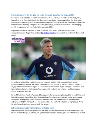 Simon Easterly by Ready to Lead Ireland into Six Nations 2025