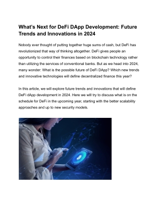 What’s Next for DeFi dApp Development - Future Trends and Innovations in 2024