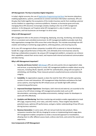 API Management The Key to Seamless Digital Integration