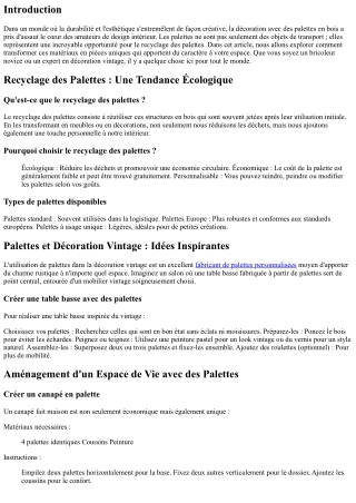 “Palettes et Décoration Vintage : Idées Inspirantes”