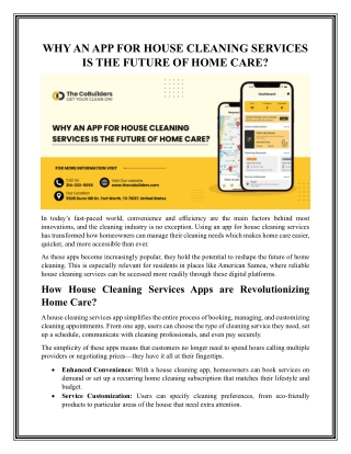 Why an App for House Cleaning Services Is the Future of Home Care