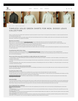 Timeless Solid Green Shirts for Men Diogo Louis Collection