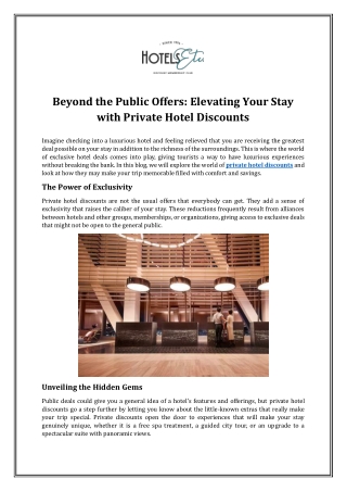 Beyond the Public Offers: Elevating Your Stay with Private Hotel Discounts