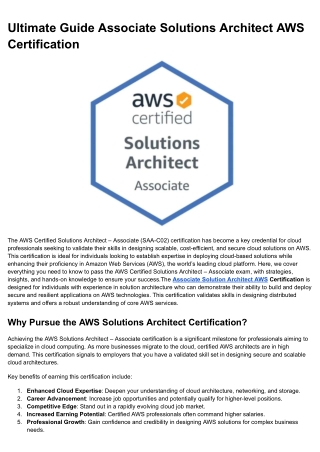 Ultimate Guide Associate Solutions Architect AWS Certification