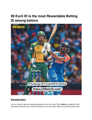 99 Exch ID is the most Rewardable Betting ID among bettors