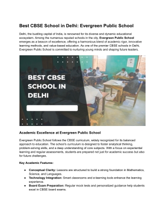 Best CBSE School in Delhi_ Evergreen Public School