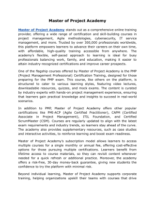 Master of Project Academy