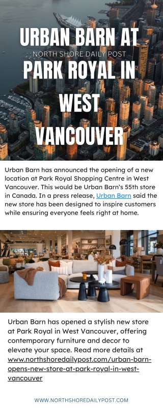 Urban Barn at Park Royal in West Vancouver -  North Shore Daily Post