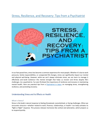 Stress, Resilience, and Recovery Tips from a Psychiatrist