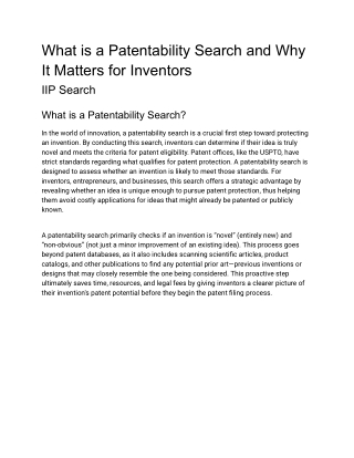 What is a Patentability Search and Why It Matters for Inventors | IIP Search