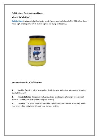 Buffalo Ghee: Top 6 Nutritional Facts