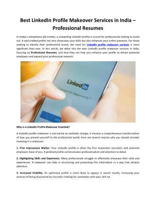 Best LinkedIn Profile Makeover Services in India – Professional Resumes