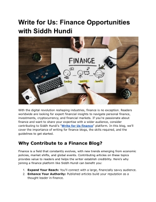 Write for Us_ Finance Opportunities with Siddh Hundi