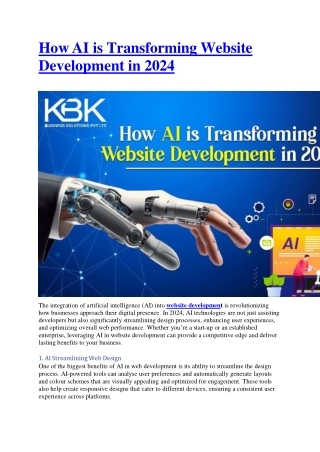 How AI is Transforming Website Development in 2024- PPT