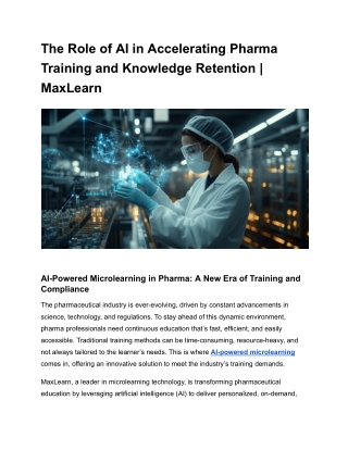 The Role of AI in Accelerating Pharma Training and Knowledge Retention _ MaxLearn