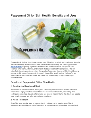 Peppermint Oil for Skin Health_ Benefits and Uses