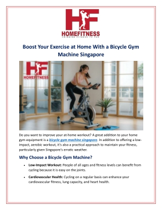 Boost Your Exercise at Home With a Bicycle Gym Machine Singapore