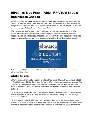 UiPath vs Blue Prism: Which RPA Tool is Best for Your Business?