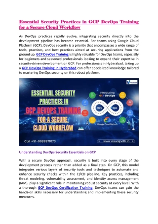 Expert led GCP DevOps Training | GCP DevOps Certification Training