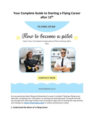 Your Complete Guide to Starting a Flying Career after 12th