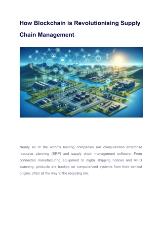 How Blockchain is Revolutionising Supply Chain Management