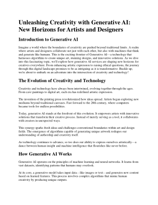 Unleashing Creativity with Generative AI: New Horizons for Artists and Designers