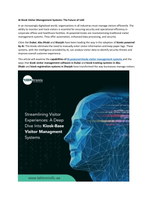 The Potential of AI-Powered Kiosk Visitor Management Systems in UAE