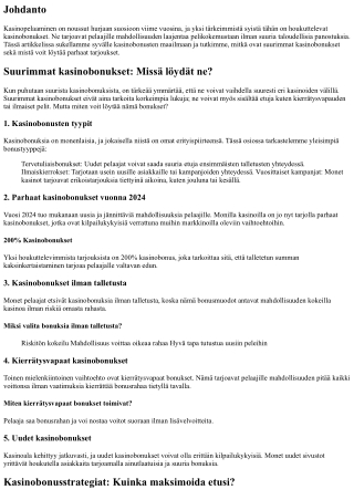 Suurimmat kasinobonukset: Missä löydät ne?