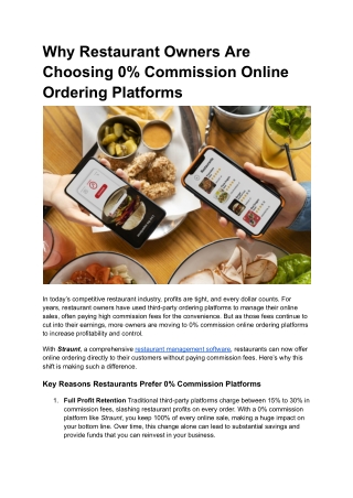Why Restaurant Owners Are Choosing 0% Commission Online Ordering Platforms