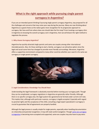 What is the right approach while pursuing single parent surrogacy in Argentina