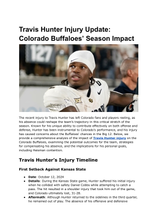 Travis Hunter Injury Update_ Colorado Buffaloes’ Season Impact