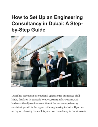 How to Set Up an Engineering Consultancy in Dubai A Step-by-Step Guide