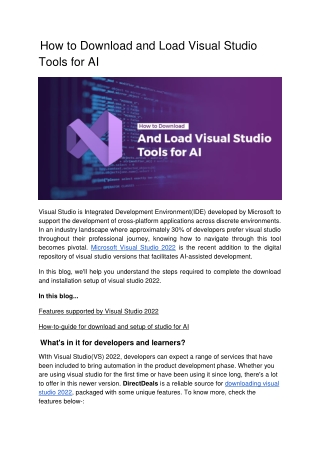 How to Download and Load Visual Studio Tools for AI