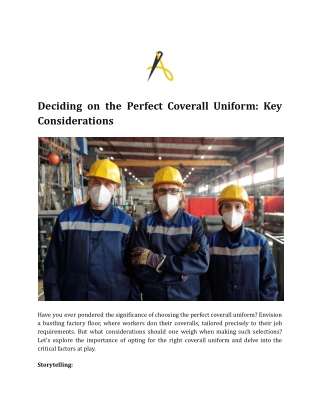 Deciding on the Perfect Coverall Uniform: Key Considerations